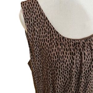 Garnet Hill Sleeveless Pocket Dress XL Brown Black Dot Ukraine Sheath 44464